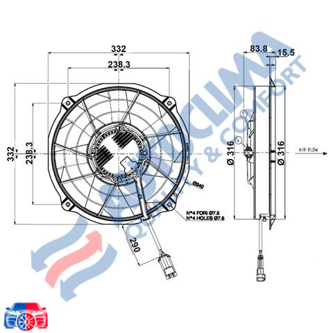 VENTILATOR UNI. 7 ASPIRATIE "E" 24V D=332 2600M3/H
