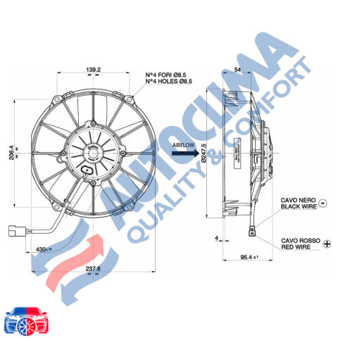 Ventilator Motor Condensator SPAL/Autoclima VA02-BP70/LL-40A